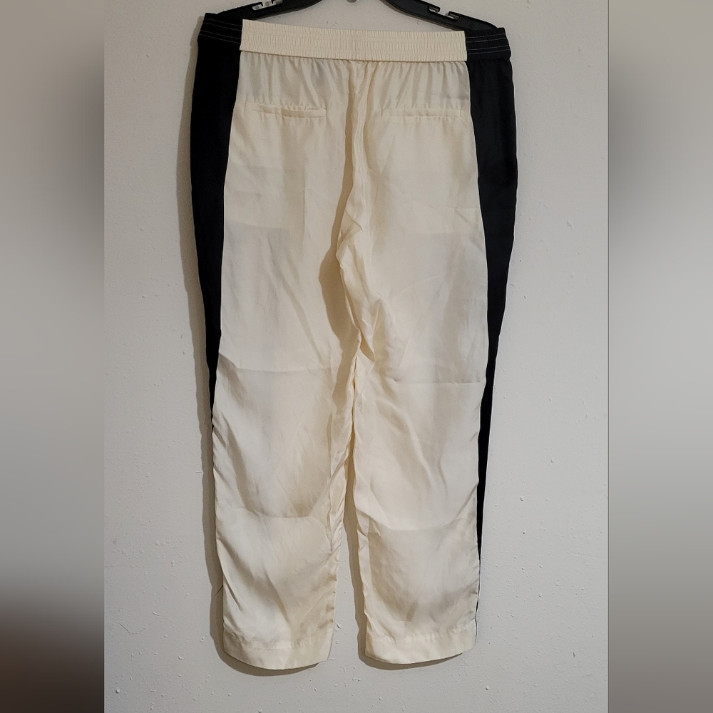 Theory Black and Cream Striped Trousers - Picture 2 of 4